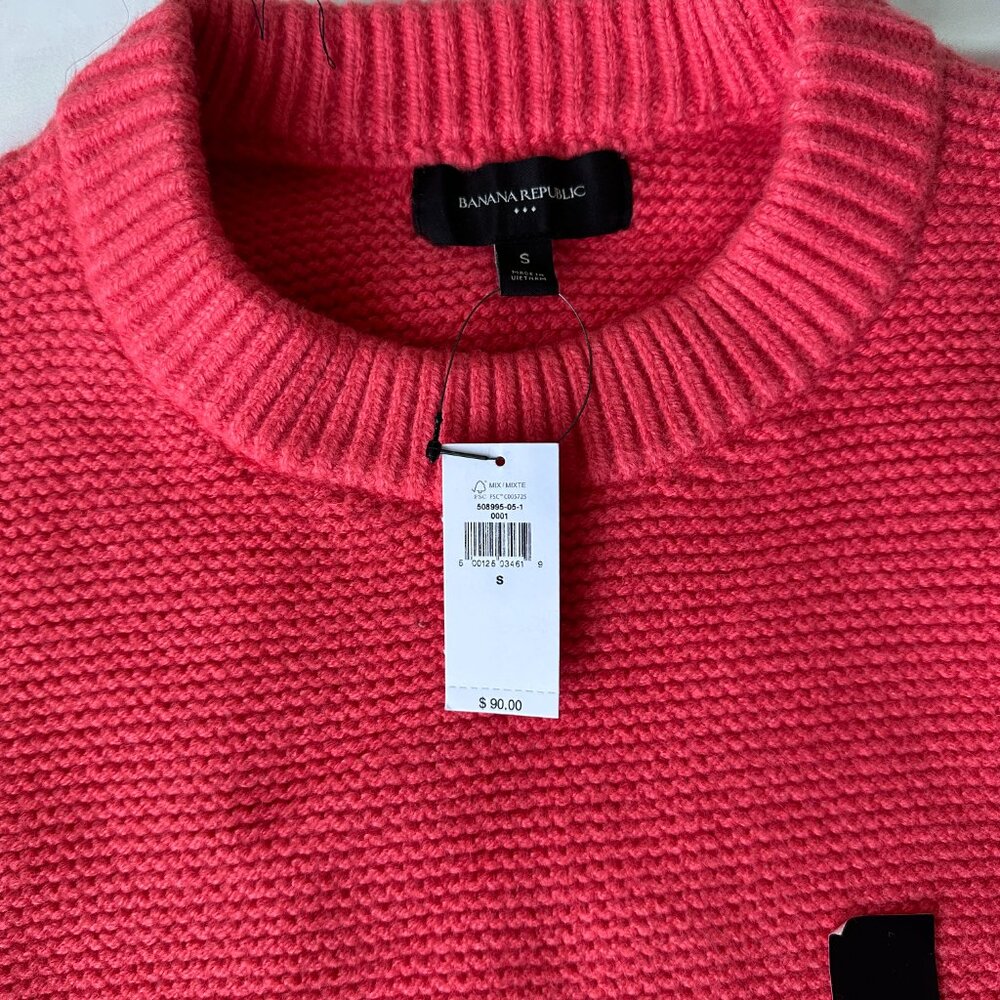 NWT Banana Republic Textured Stitch Pullover Sweater Coral Blossom | Women S - Picture 6 of 7